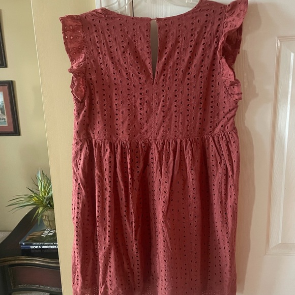 Brick colored eyelet mini dress. Size medium. NWT - Picture 4 of 4